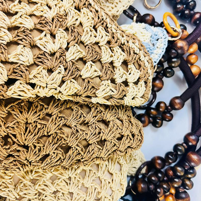 Versatile Holiday Woven Straw Bag - Women's Crochet Shoulder & Beach Tote