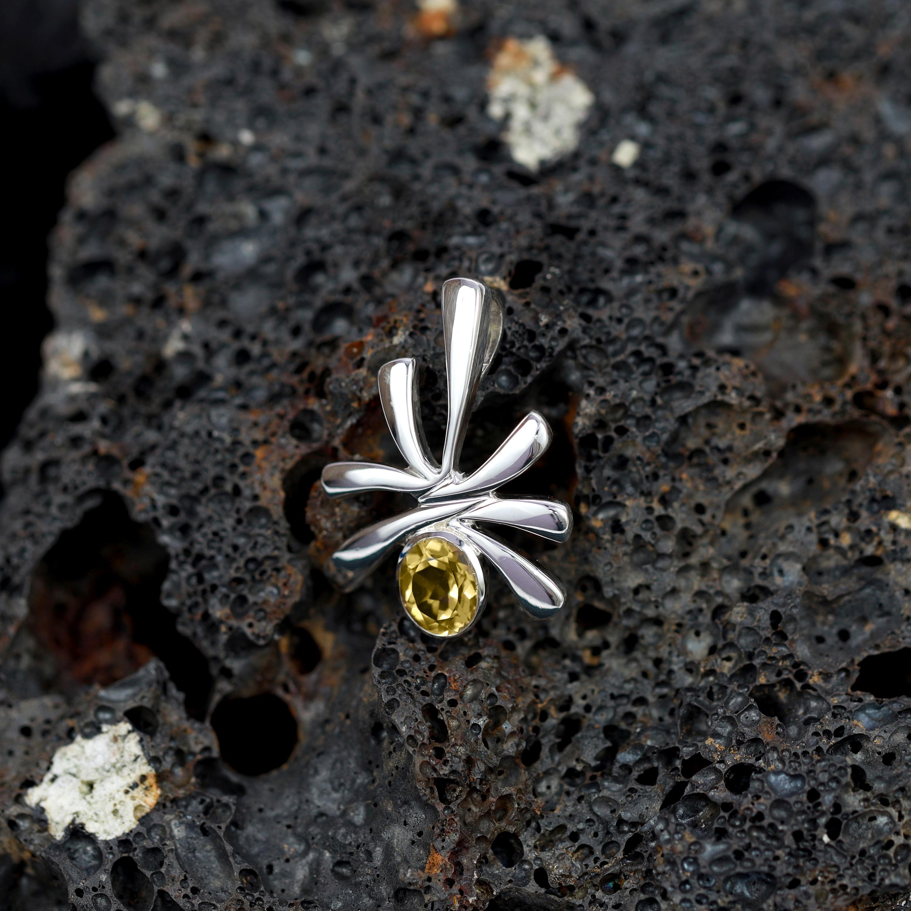 

Unique designer Citrine pendant for her 925 sterling silver gemstone jewelry червоний