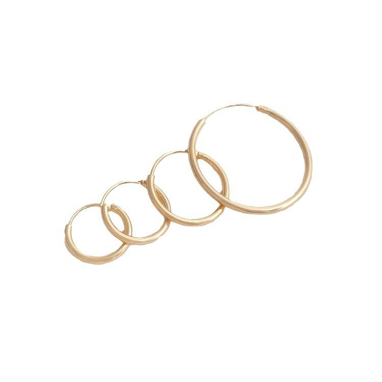 Kolczyki koła cienkie pozłacane 14K z zachowaniem koloru - Styl europejski/amerykański, ręcznie robione nausznice DIY.