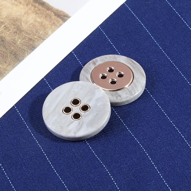 Round Black Button High-End Women'S Clothes Blazer Coat Button Accessories Versatile Sweater Four-Eye Button Men