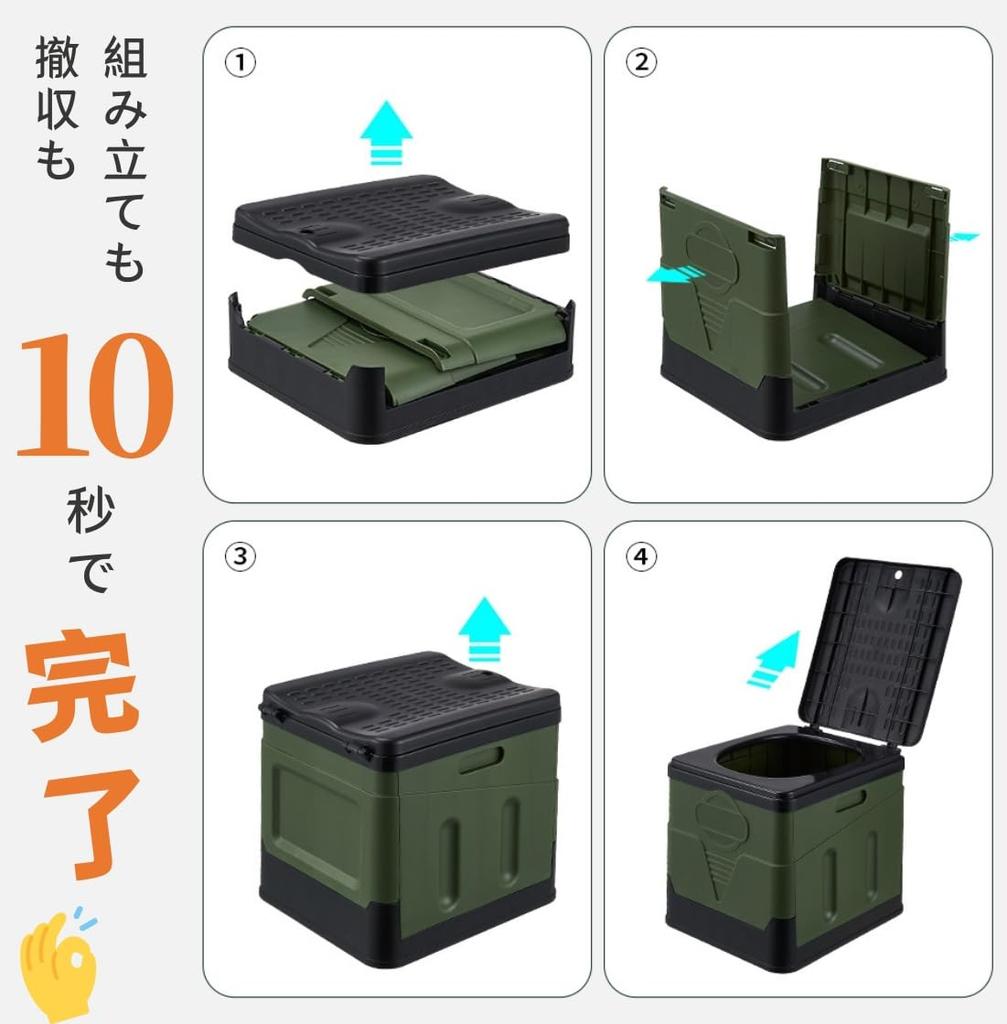 CAMPWAY Portable Toilet Seat Emergency Car Camping Goods Foldable 12 Disposal Bags Included Lid Emergency Toilet Disaster Prevention Toilet Temporary
