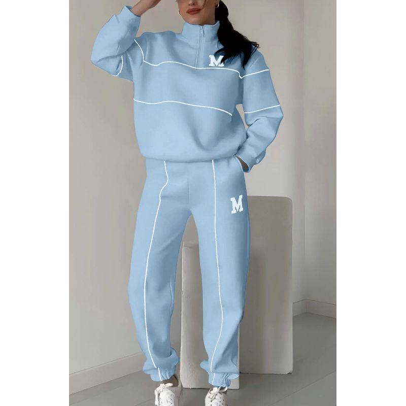 Casual Sports Suit Autumn and Winter New Women's Sweater Letter Print Long sleeve Trousers Blazer Set