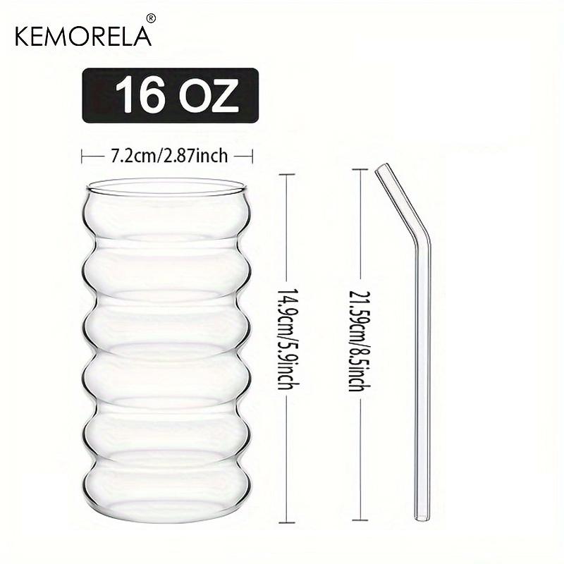 

500ML 1/2/4PCS Wave Shape Beverage Glasses With Straws Vintage Glass Cups Ripple Drinking Glasses for Wine Champagne Cocktail 401-500ml