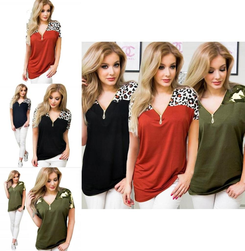 Stylish Summer Cotton V-neck Blouse For Women With Classic Zipper And Loose Fit