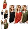Stylish Summer Cotton V-neck Blouse For Women With Classic Zipper And Loose Fit