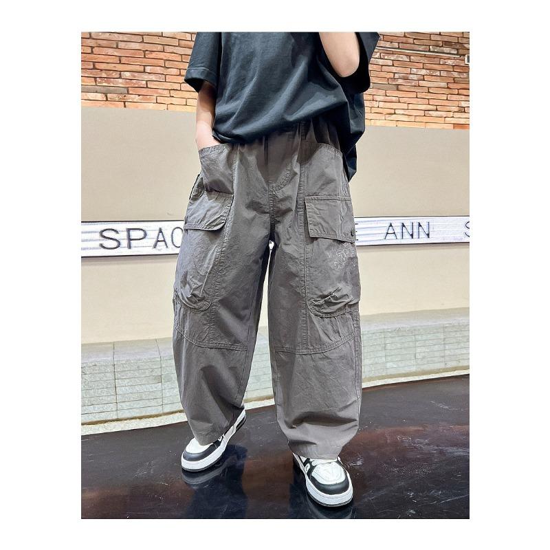 Boys Casual Loose Straight Wide Leg Thin Cargo Long Pants For Kids
