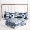 Blue Gray Checkered Comforter Set 3D Grid Bedding Sets 3PCS Ultra-Soft Lightweight Microfiber 1 Comforter With 2 Pillowcases