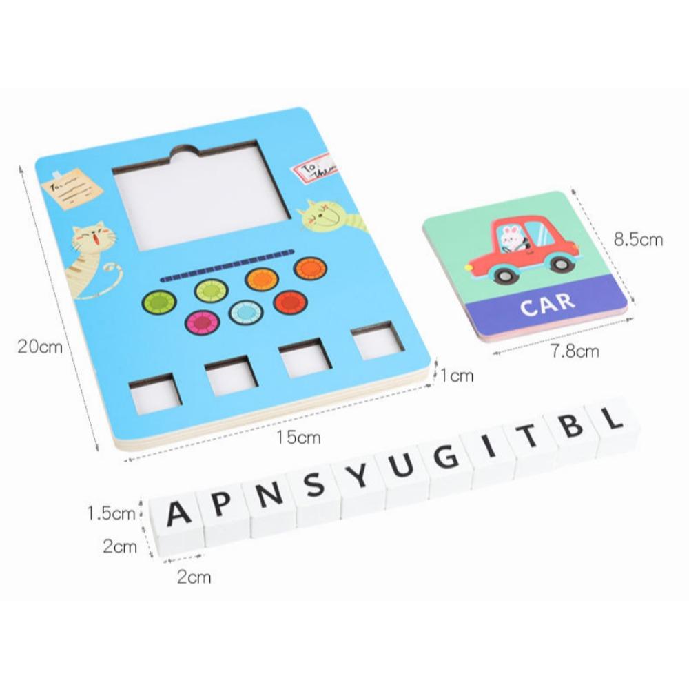 Wooden Building Block Puzzle Alphabet Spelling Educational Toy Letter Recognition Logical Thinking Learning Playset for Kids