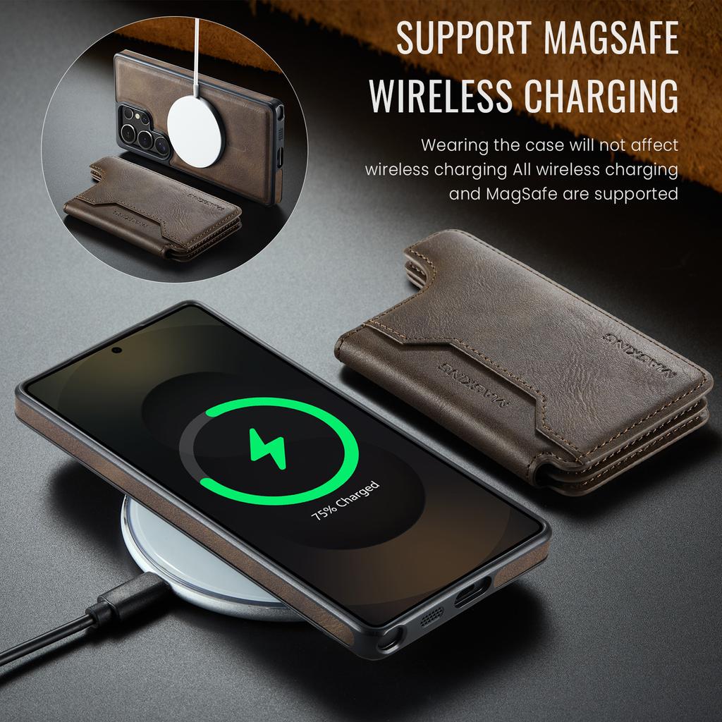 MAGKING K3 Series For Samsung Galaxy S25 Ultra Case Compatible with MagSafe Wallet PC+TPU+PU Phone Cover