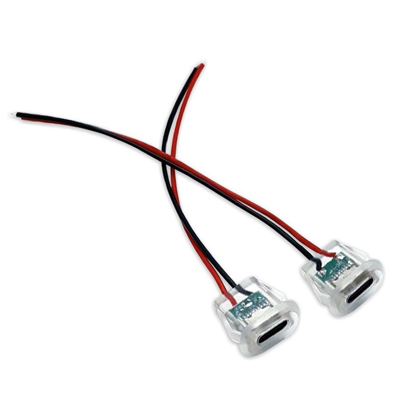 

Тип-C Прозрачная водонепроницаемая розетка прямого сжатия со светодиодной подсветкой и разъемом для порта зарядки 1pc