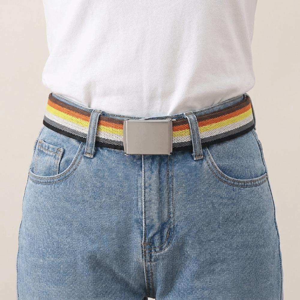 Adjustable Canvas Waist Belt Stripe Nylon Belt Fashion Men's Business Belt  Unisex