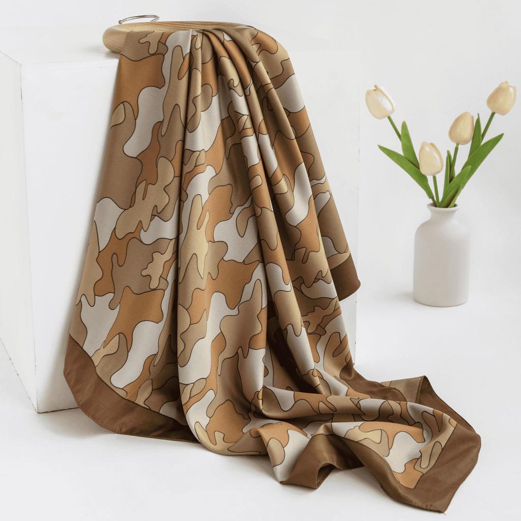 2024 Vår og Høst Tynt Fransk Beige Prikkete Skjerf Dames Firkantskjerf Sjal Ytre Dekorasjon Allsidig Skjerf