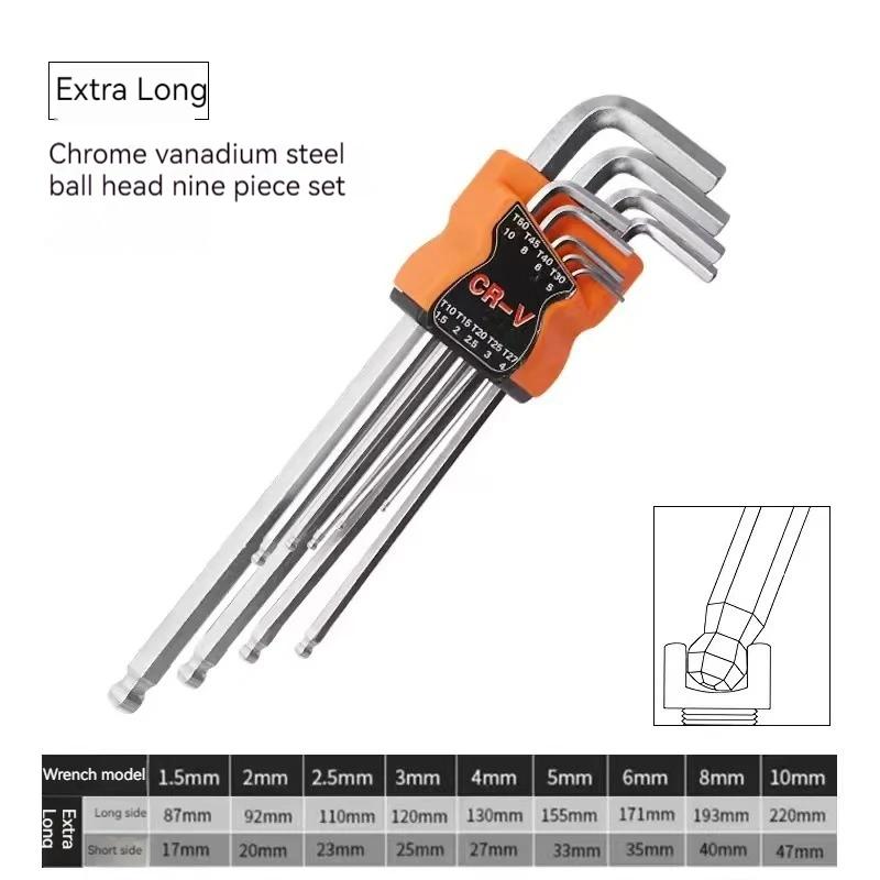 9PCS Double-End L Type Screwdriver Hex Allen Key Torx Wrench Set Screwdriver Bits Star Spanner Key Hand  Repair Tools
