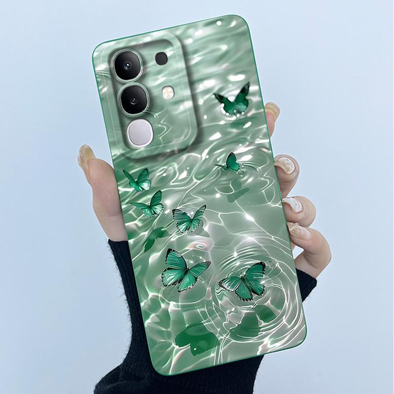 For Vivo Y29 4G Phone Case Fashion Simplicity Oil Painting Flower Soft Liquid Silicone Shell Back Cover For Vivo Y 29 4G Fundas