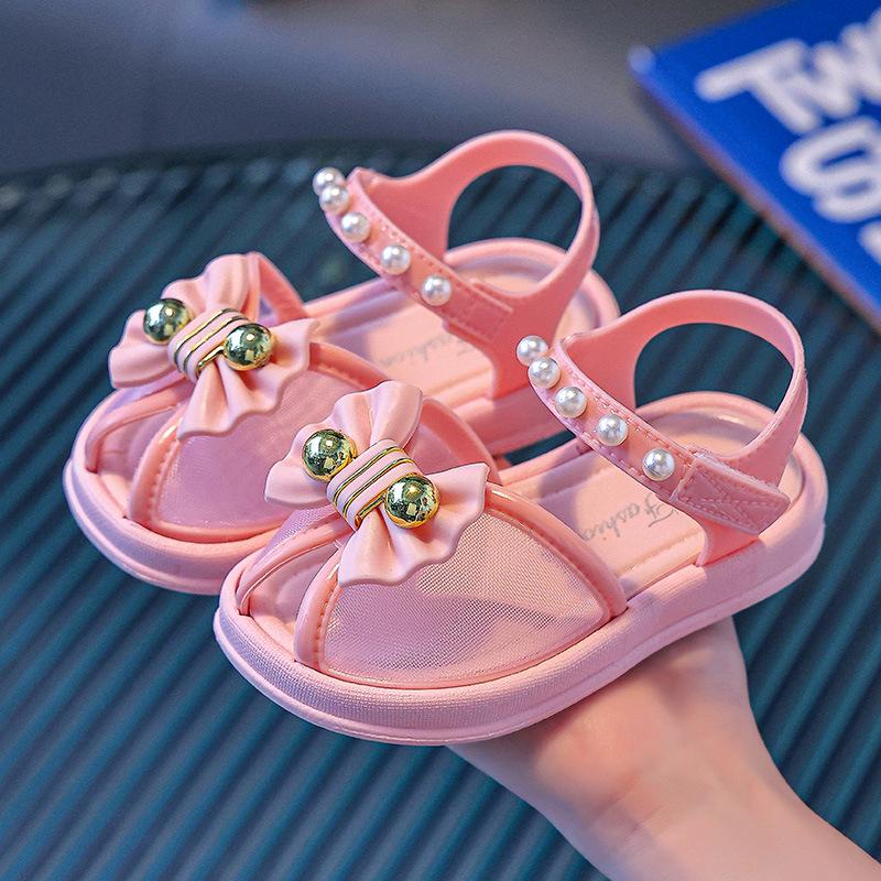 

Летние 2024 года сандалии для девочек с закрытым носком, с бантом, принцесса, пляжные 12.5 cm (18/19) розовый