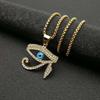 Pendentif Œil d'Horus Bling Glacé Égyptien Couleur Or Acier Inoxydable Amulette Charme Collier pour Hommes Bijoux Cadeau Égypte Ancienne