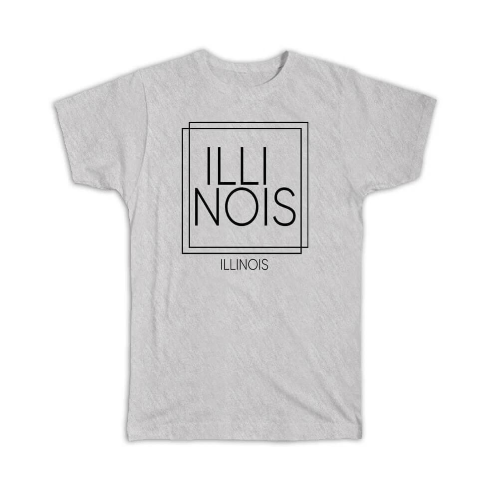 Gift T-Shirt : ILLINOIS Illinois Square Modern Minimalist Font 4XL