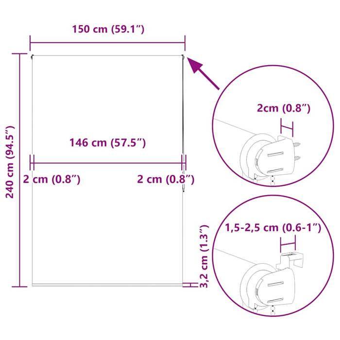 VidaXL Store enrouleur de douche 150x240 cm largeur du tissu 146 cm, store de douche, store enrouleur de rideau de douche, 4014885