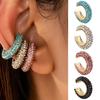 Fashion C Shape Round Cartilage Clip Earrings For Women Fake No Pierced Earrings Crystal Rhinestone Geometric Jewelry Gold