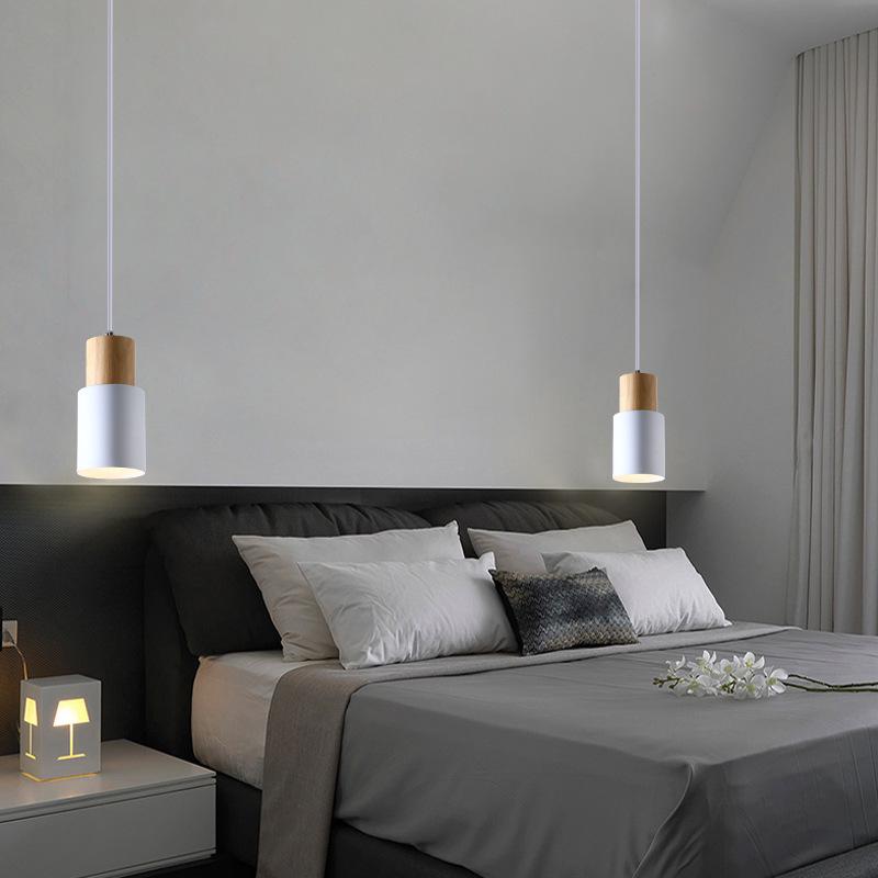 Nordic Wrought Iron & Solid Wood Bedside Pendant Lamp - Multicolor, Creative Fresh Design