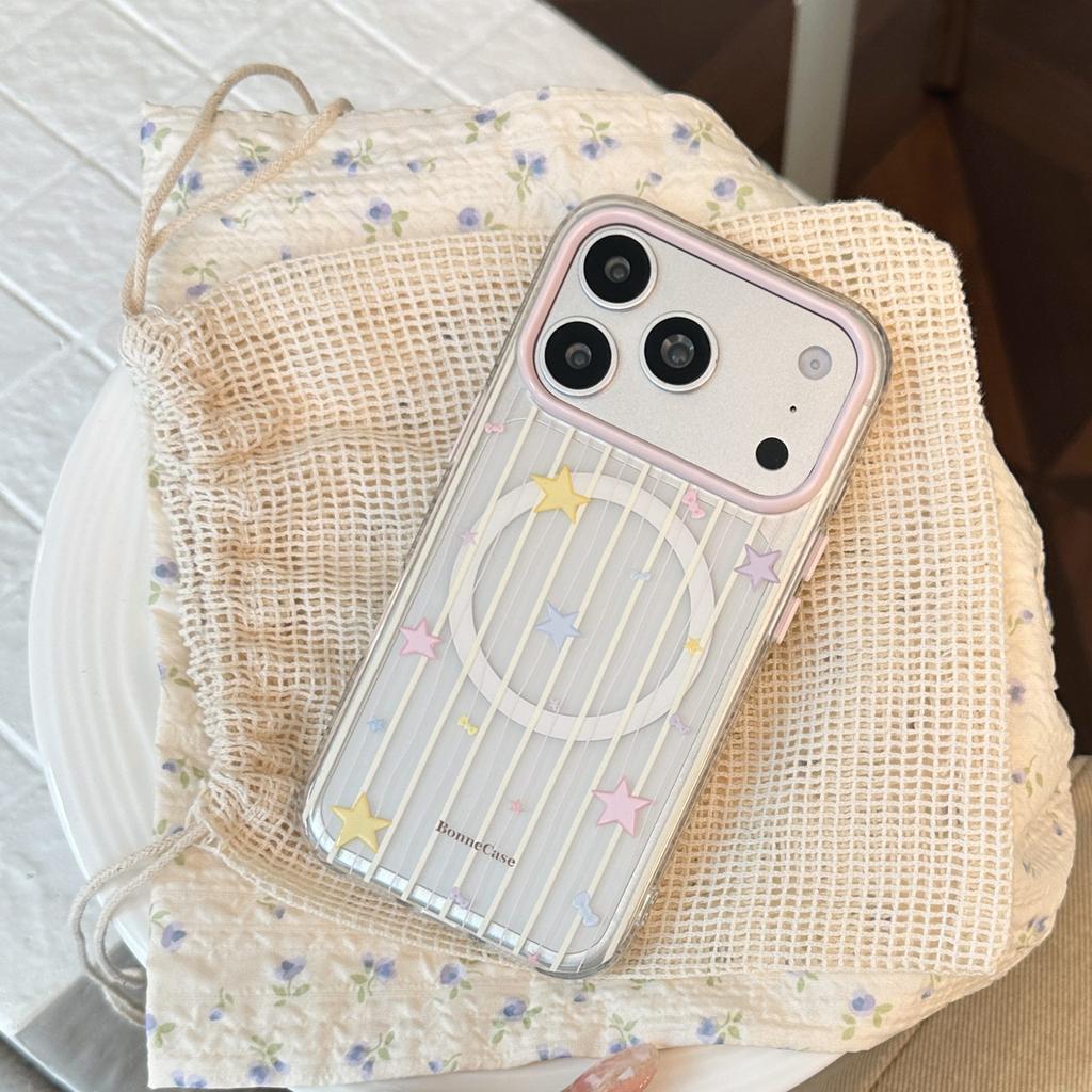 Ins Wind Graffiti Stars Apply 17pro Mobile Phone Case Iphone16 Cat Magnetic Suction Bracket 15 Soft Cover 13 Sweet