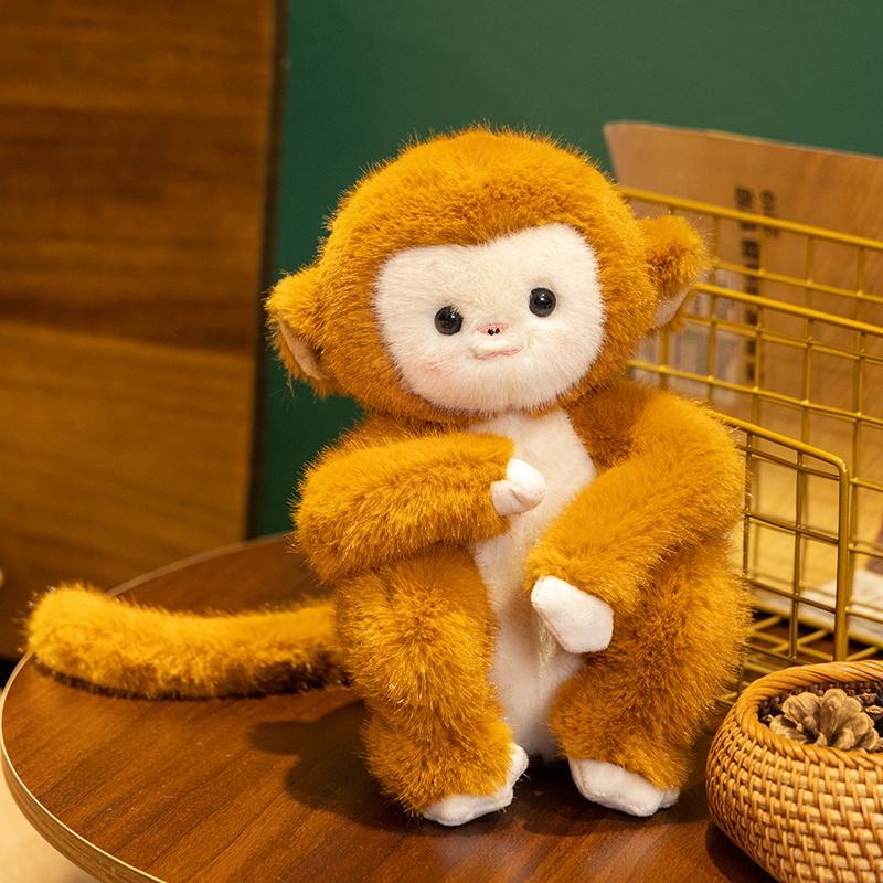 

22/31cm Simulation Golden Monkey Plush Doll Pillow Cute Soft Long Tail Monkey Animal Stuffed Home Decor Appease Gift For Kids 22cm шоколадный