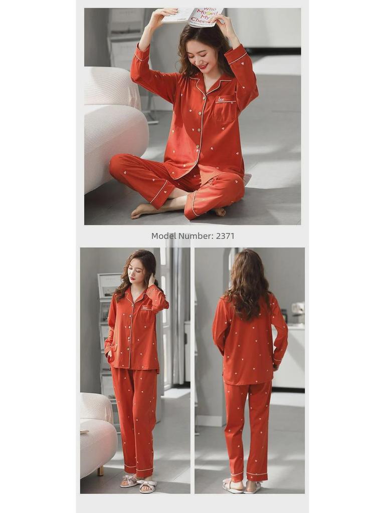 Pijamale pentru femei din bumbac 100%: Subțire, lejeră, cu mânecă lungă pentru primăvară, vară și toamnă - Purtați în interior sau afară