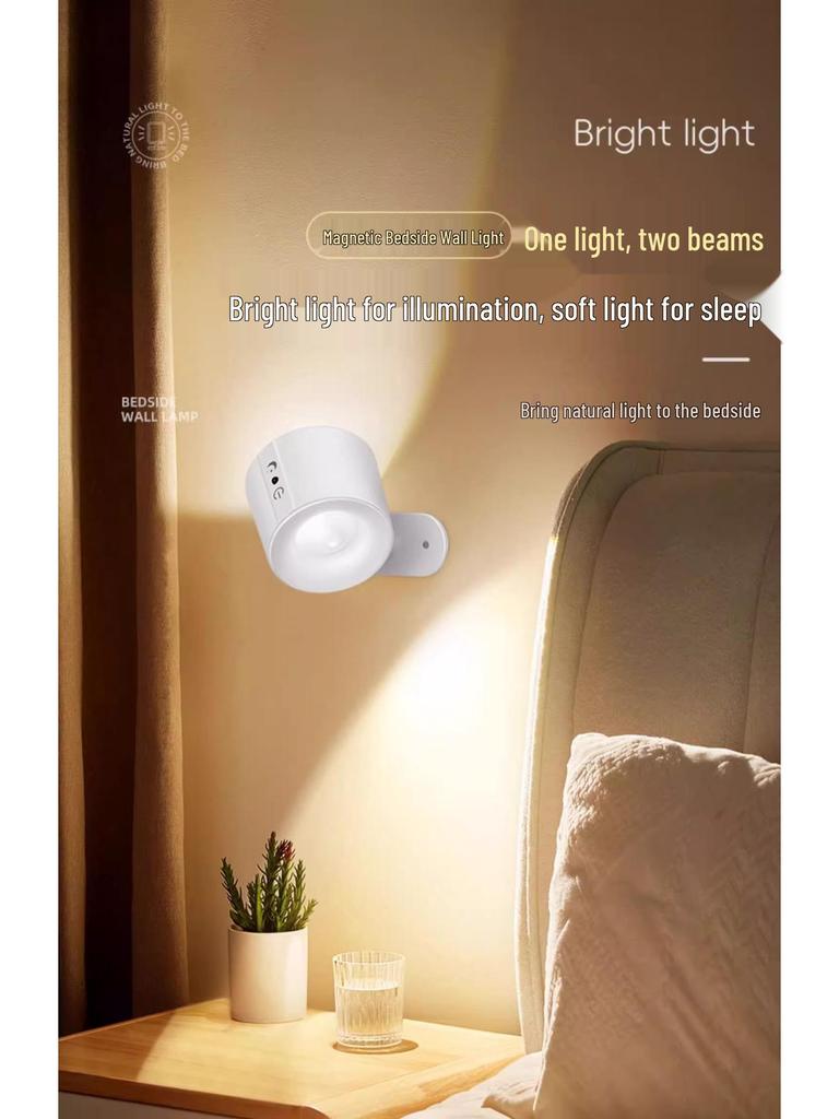 Portable LED Magnetic Wall Lamp – Easy Install, Adjustable Spotlight, Minimalist Design for Ambience and Reading.
