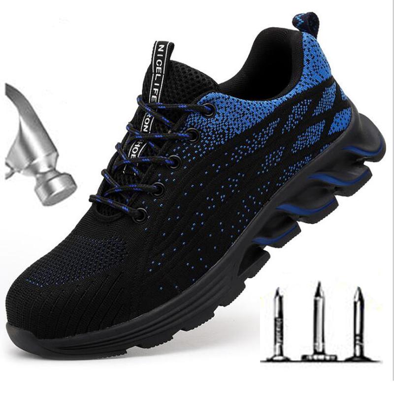New Men Safety Shoes Lightweight Steel Toe Anti Smashing Work Shoes Footwear Breathable Mesh Sneakers Industry Boots H537