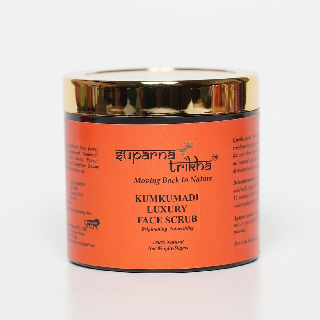 

Suparna Trikha Kumkumadi Luxury Face Scrub with Kesar, Red Sandalwood & Ayurvedic Herbs - Herbal Exfoliator for Glowing, Brightened, Clarified &