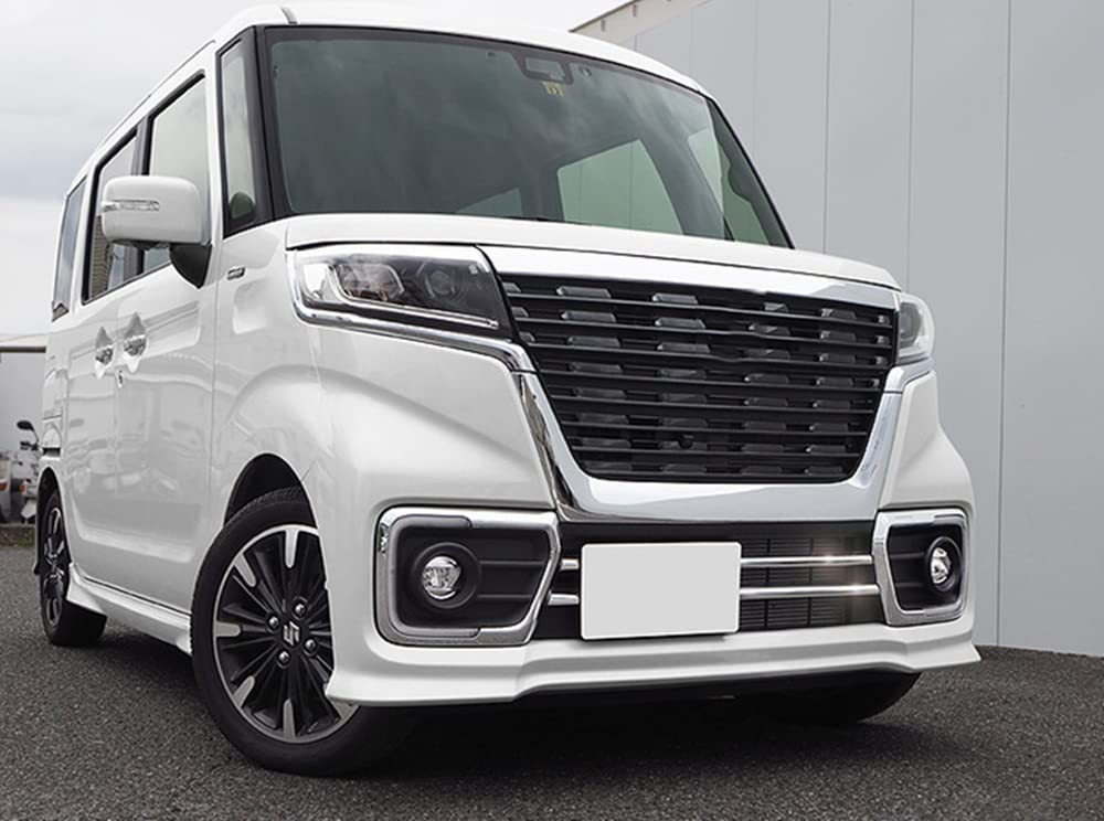 Grille Down Mould Garnish Front Fog Lamp Cover Rim for Suzuki Spacia Custom HYBRID XS Turbo [HIGH FLYING] & (Glossy ABS) (MK53S) 2017-2021 (6 Pieces)