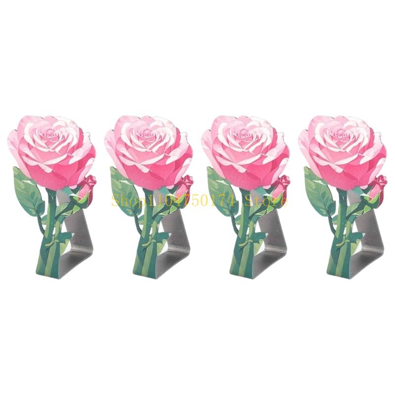 Stainless Steel Tablecloth Clamps With Rose Floral Design Flower Table Cloth Clips Decorative Tablecloth Fasteners top sale