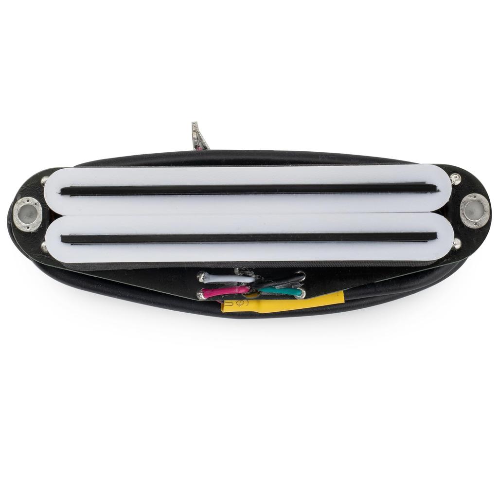 Musiclily Pro Ceramic Humbucker Super for Strat Electric White Black Rails ST-DPHC Single-Size Pickup, 13.2K Distortion, Guitars, Body,