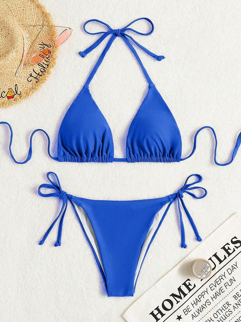 New multi-color neck strap hot spring bikini sexy split swimsuit
