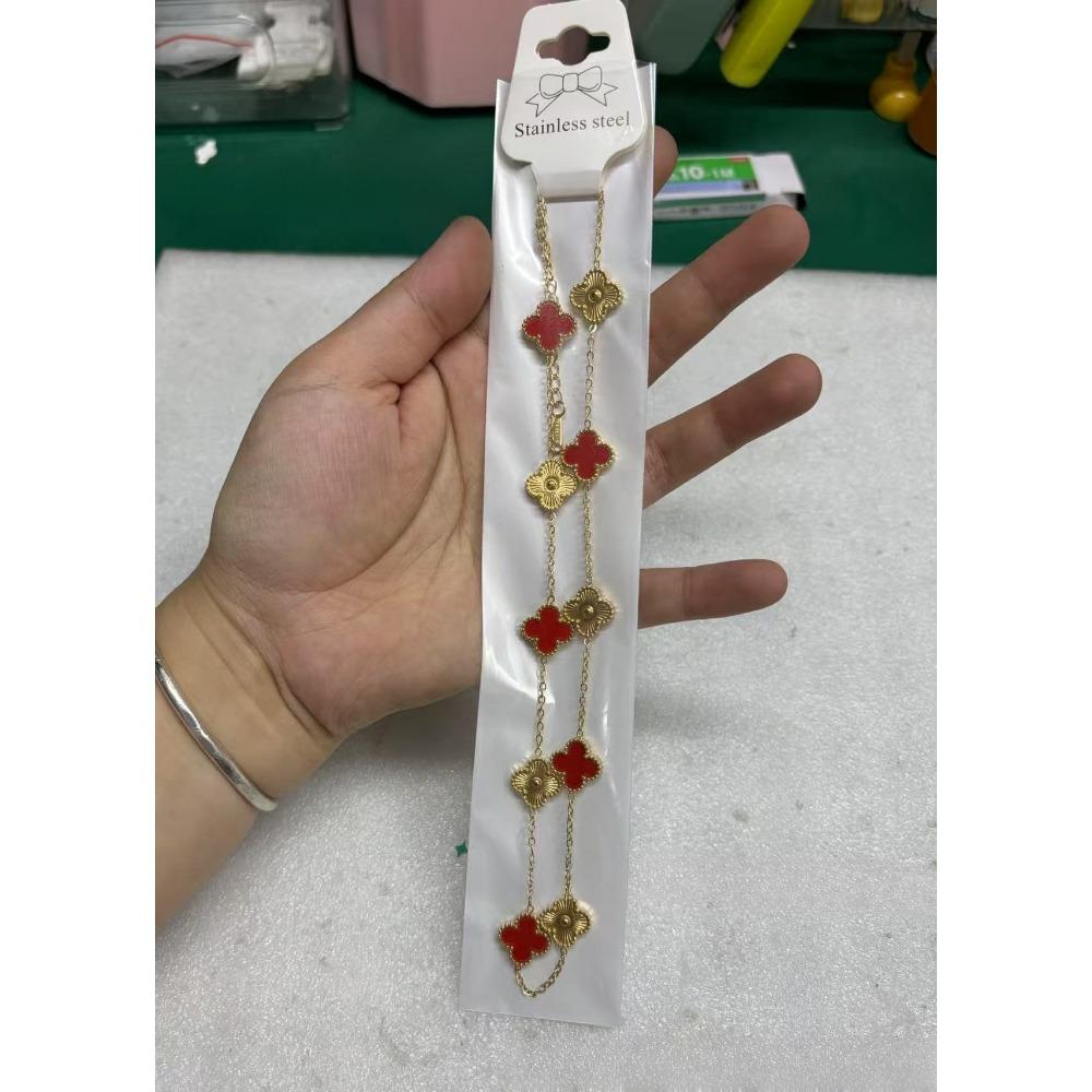 Ten Flower Necklace Double-Sided Four-Leaf Clover Clavicle Chain High-End Women's Necklace