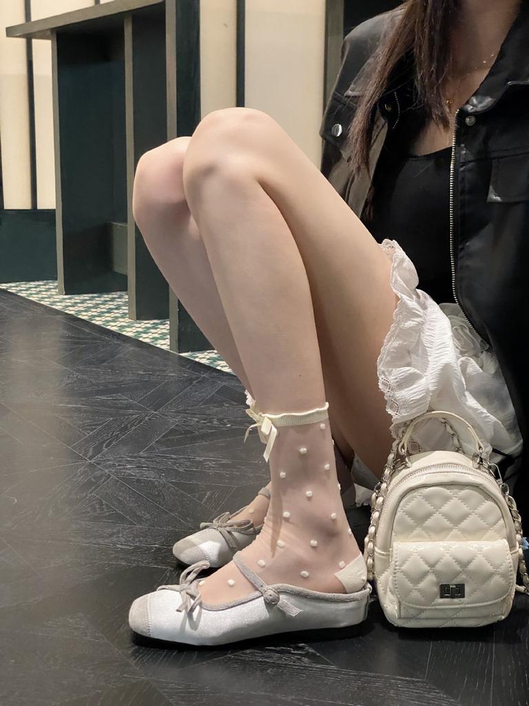 2025 Autumn New Bow Color Matching Women's Shoes Inner Height Increase Women's Shoes Single Shoes