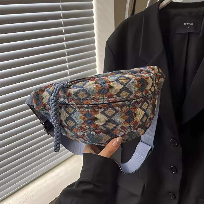 Vintage Crossbody Running Bag for Women Stylish Waist Pack with Adjustable Strap, Zipper Closure, Perfect for Phone, Keys, Running Accessory