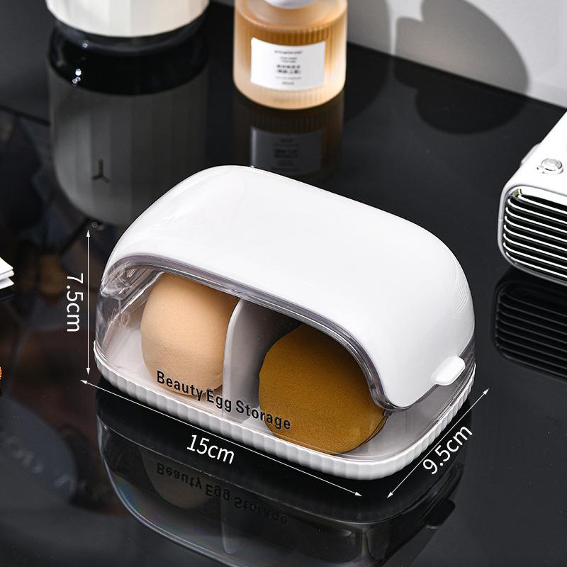 Beauty Sponge Holder - Dustproof, Breathable, Mold & Moisture Resistant with Lid. Portable Egg & Powder Puff Storage.