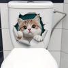 3D Cute Cartoon Cat Breaking Through Wall Toilet Sticker Self-Adhesive Waterproof Removable Bathroom Home Decor Art
