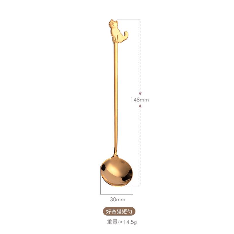 Creative Stainless Steel Tableware Cute Cat Dessert Spoon Fork Coffee Stirring Spoon Fruit Fork Mug Spoon Fork