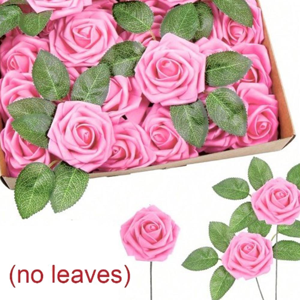 

Artificial 30Pcs Roses Flowers Foam Fake Rose Heads With Stems For Diy Wedding Bouquets Home Party Tables Decorations Supplies 10pcs