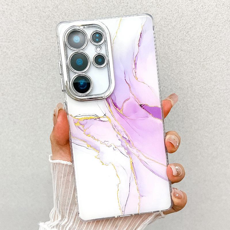 Suitable for New Samsung S25 Ultra Mobile Phone Case S24plus Double Sided Coated Imd Electroplated Marble A55 Case