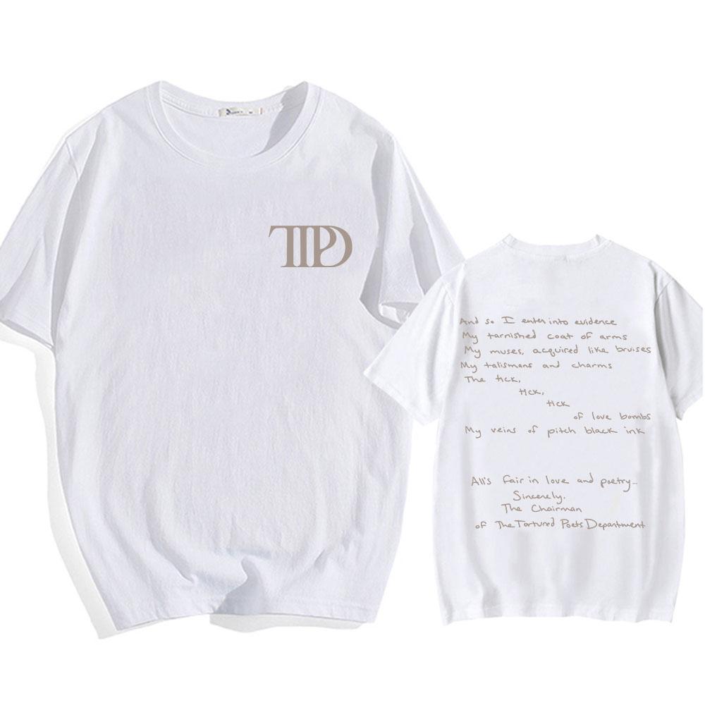 

Album The Tortured Poets Department TTPD T-shirts Short Sleeve Cotton Comfortable Tee-shirt Casual Summer Men Women Tshirts Tees S
