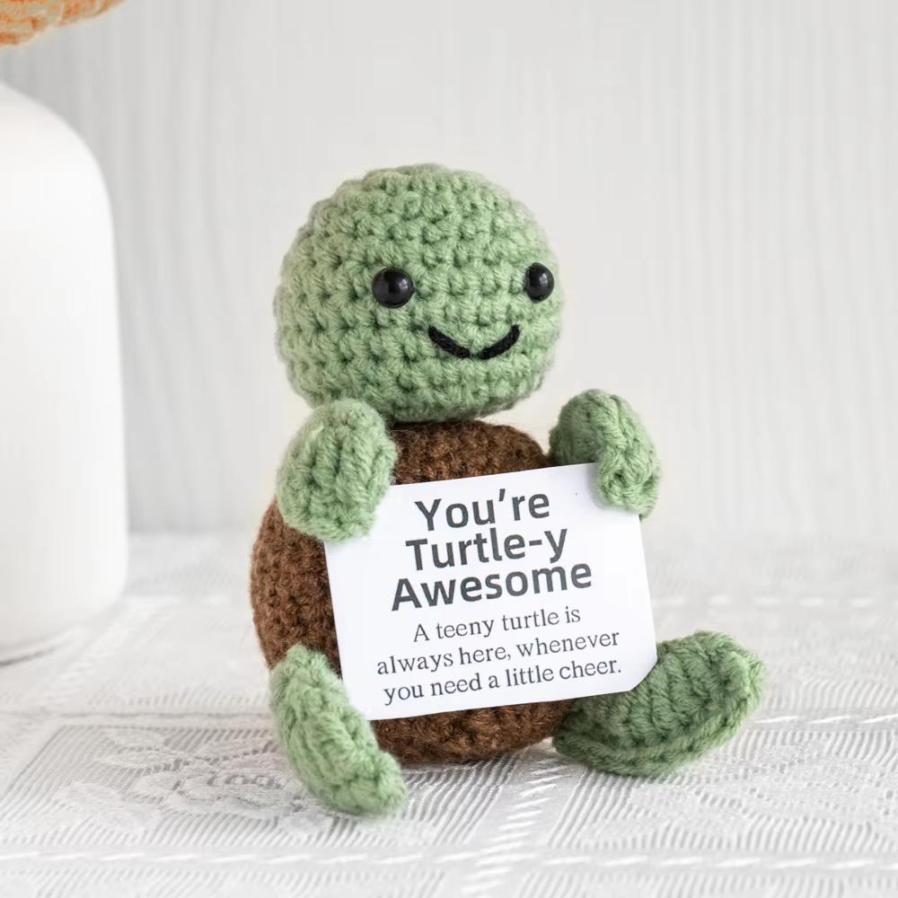 Lustige Häkel-Kaffee-Puppe zur emotionalen Unterstützung mit Karte Desktop-Ornament Handgefertigt Gestrickte Kaffee-Puppen Weihnachtsgeschenke Heimdeko