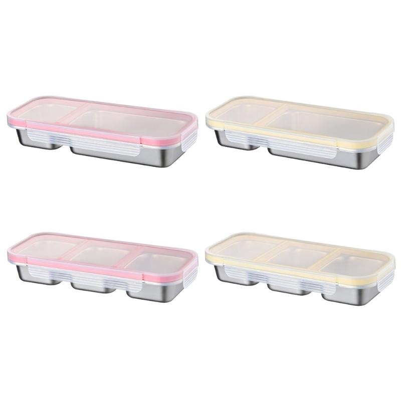 Stainless Steel Bentos Box with Plastic Lid Multi Compartment Design Leak Proof Lunch Container For Work Travel