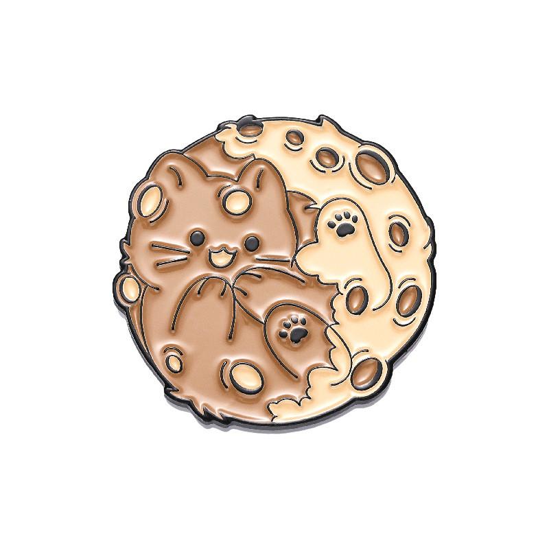 Cute Cartoon Creative Earth Ocean Protection Brooch Adorable Cat Planet Pin For Accessories