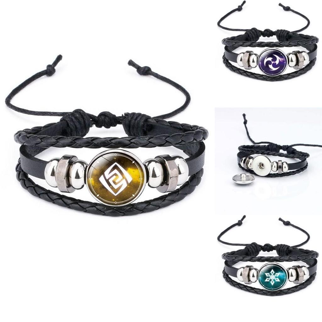 Bracelet Lumineux Genshin Impact avec Bracelet Réglable en Cuir PU pour Briller la Nuit