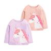 Girl Long Sleeves T-shirt Baby Unicorn T-shirt Tops Children's Autumn Clothing Baby Pure Cotton Light Blue Bottoming Shirt 8