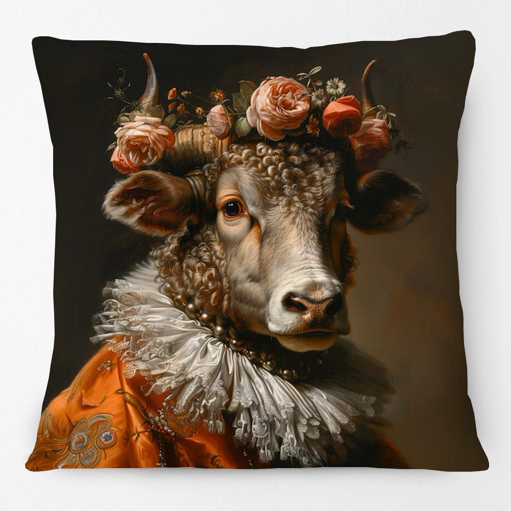 Renaissance Animal Painting Tiger Leopard Lion Deer Cow Goat Print Cushion Cover Home Decorative Pillow Case