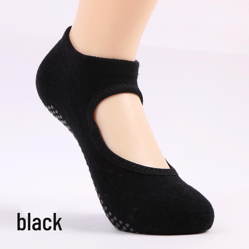 European & American Women's Non-Slip Backless Terry Yoga Pilates Socks - Cotton